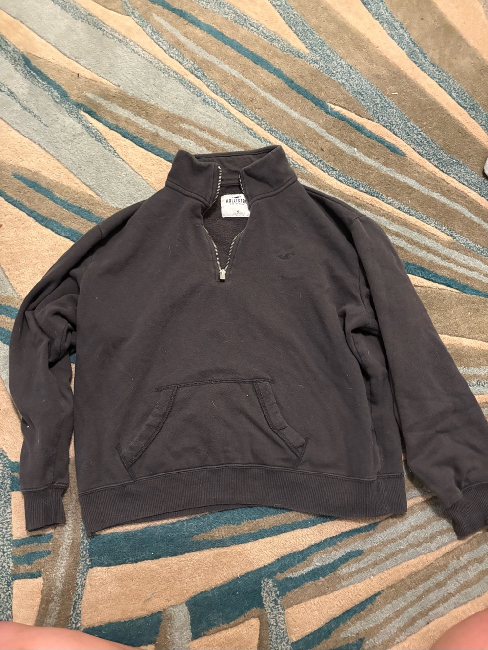 Hollister Black Quarter-Zip Pullover Sweater